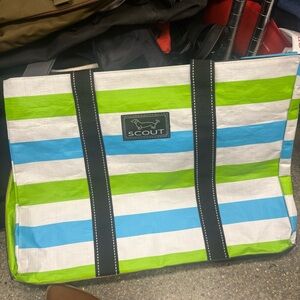 Scout Green and Blue Striped Duffel Bag